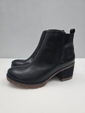 Korks By Kork Ease Elsie Chelsea Ankle Boot Womens 9 Black Chunky Block Heel NEW